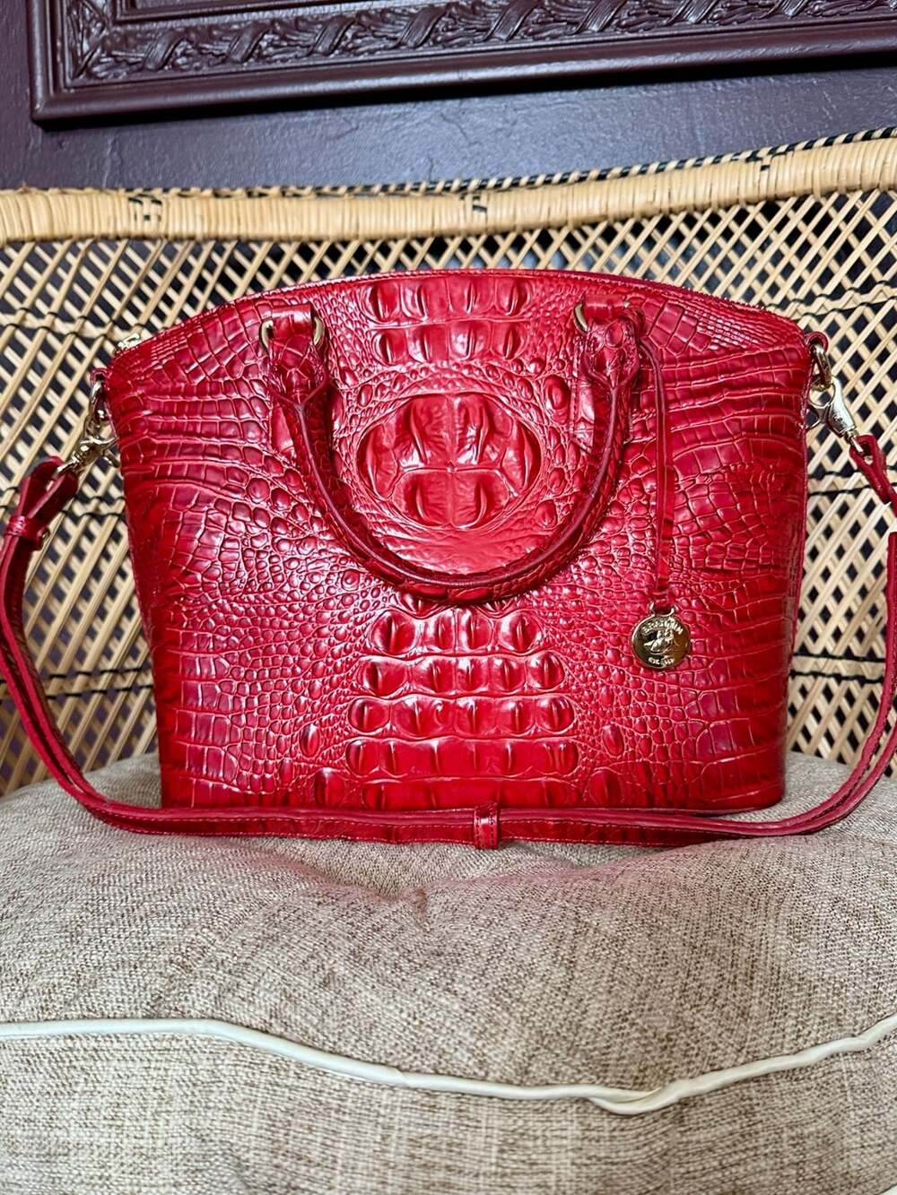 Brahmin Melbourne Duxbury Satchel Red Leather